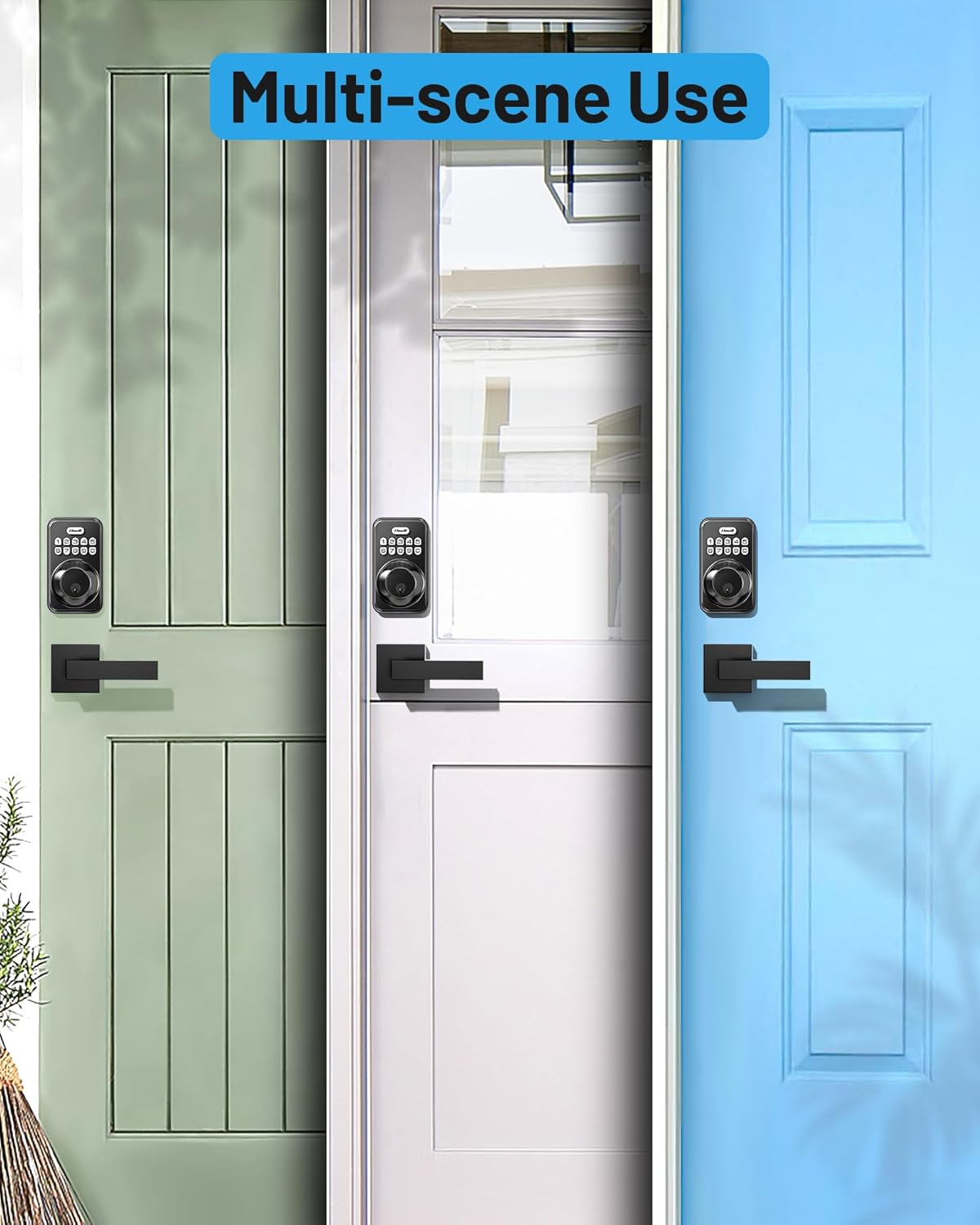 Zowill DK01-L Keyless Entry Door Lock with 2 Lever Handles, Zowill Electronic Keypad Deadbolt, Auto-Locking, Anti-Peeping Password, Digital Code Door Lock, Front Door Handle Sets