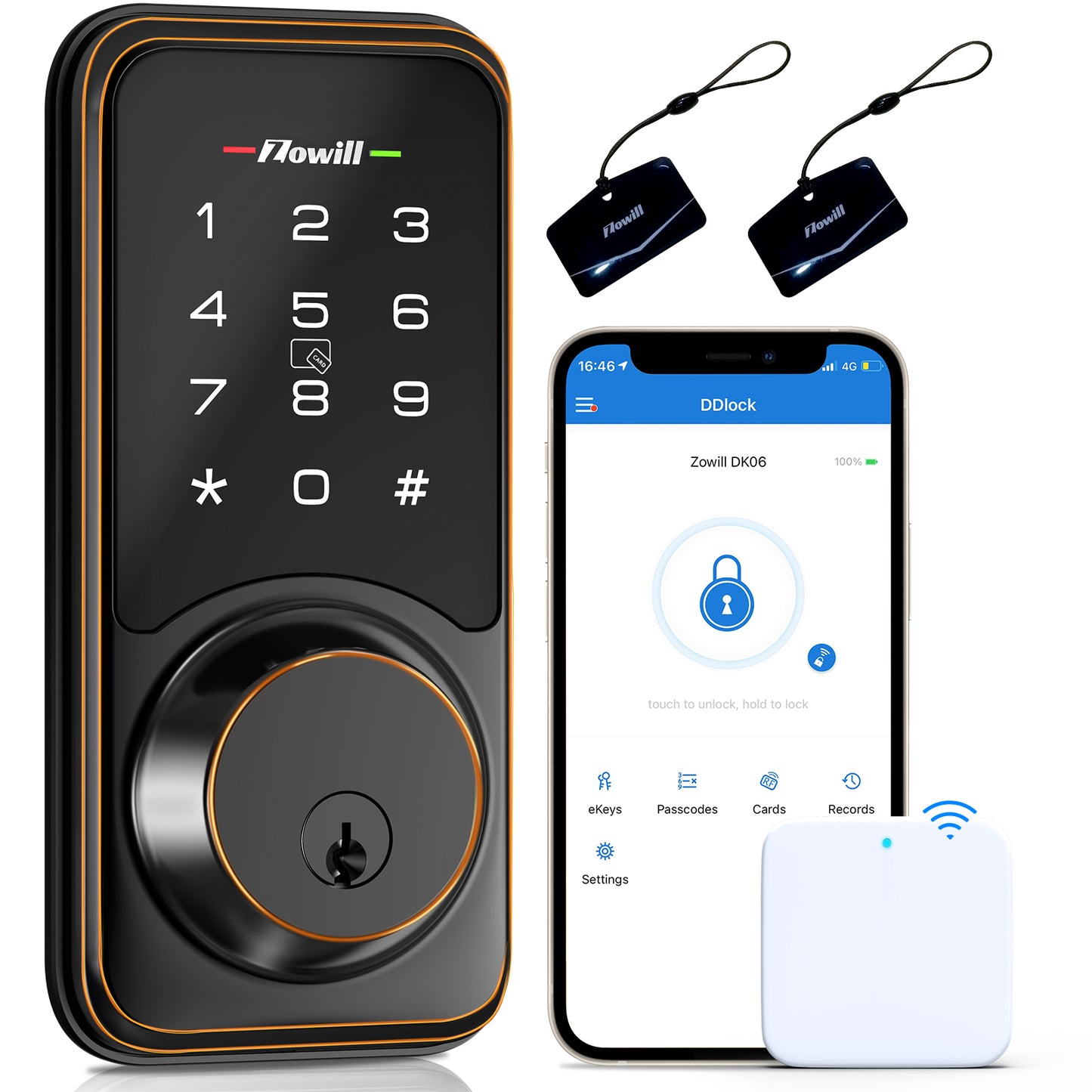 Zowill DK06G WiFi Smart Lock, with Remotely Control, Touchscreen Keypads, App Control, with Remotely Control, Touchscreen Keypads, App Control,