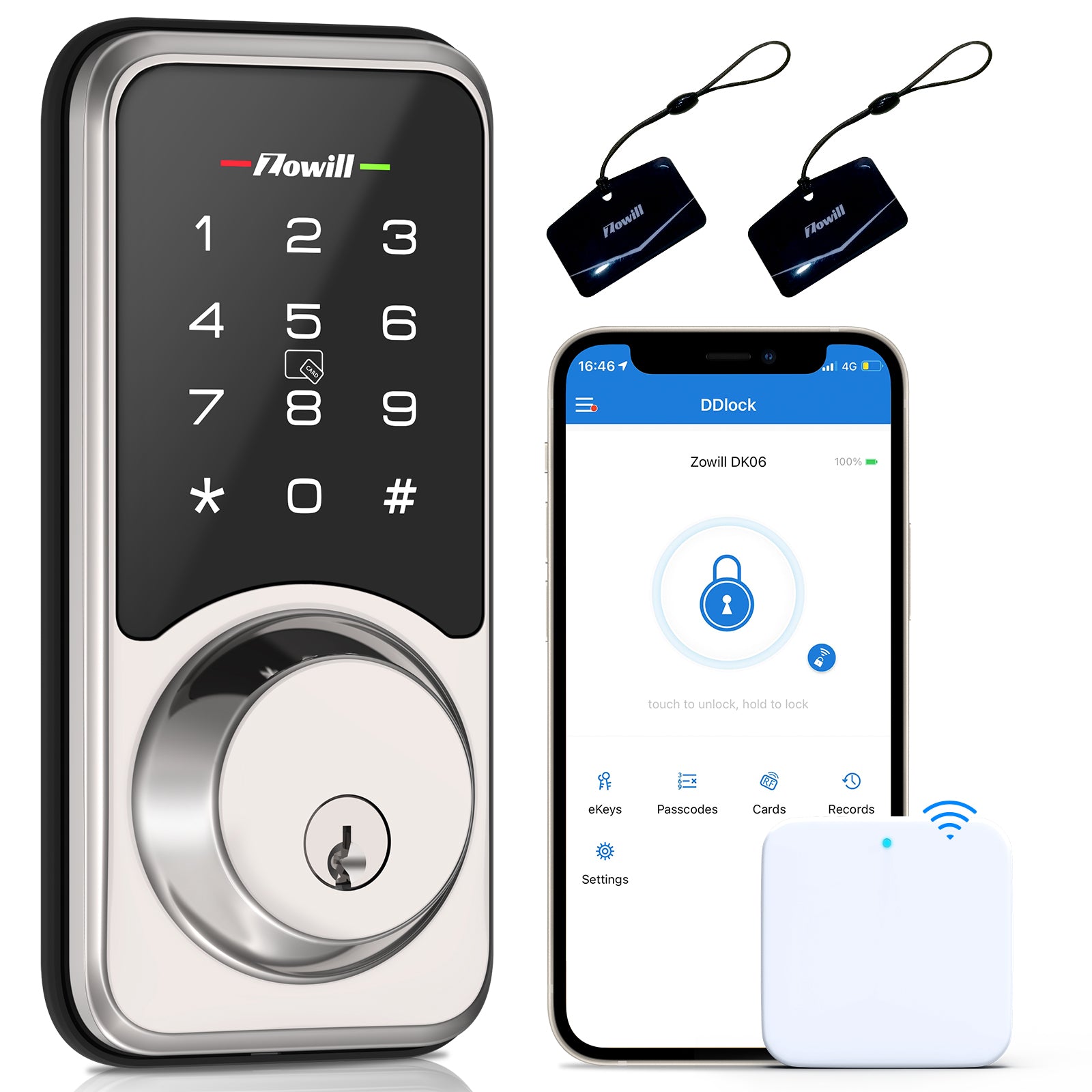 Zowill DK06G WiFi Smart Lock, with Remotely Control, Touchscreen Keypa –  zowill