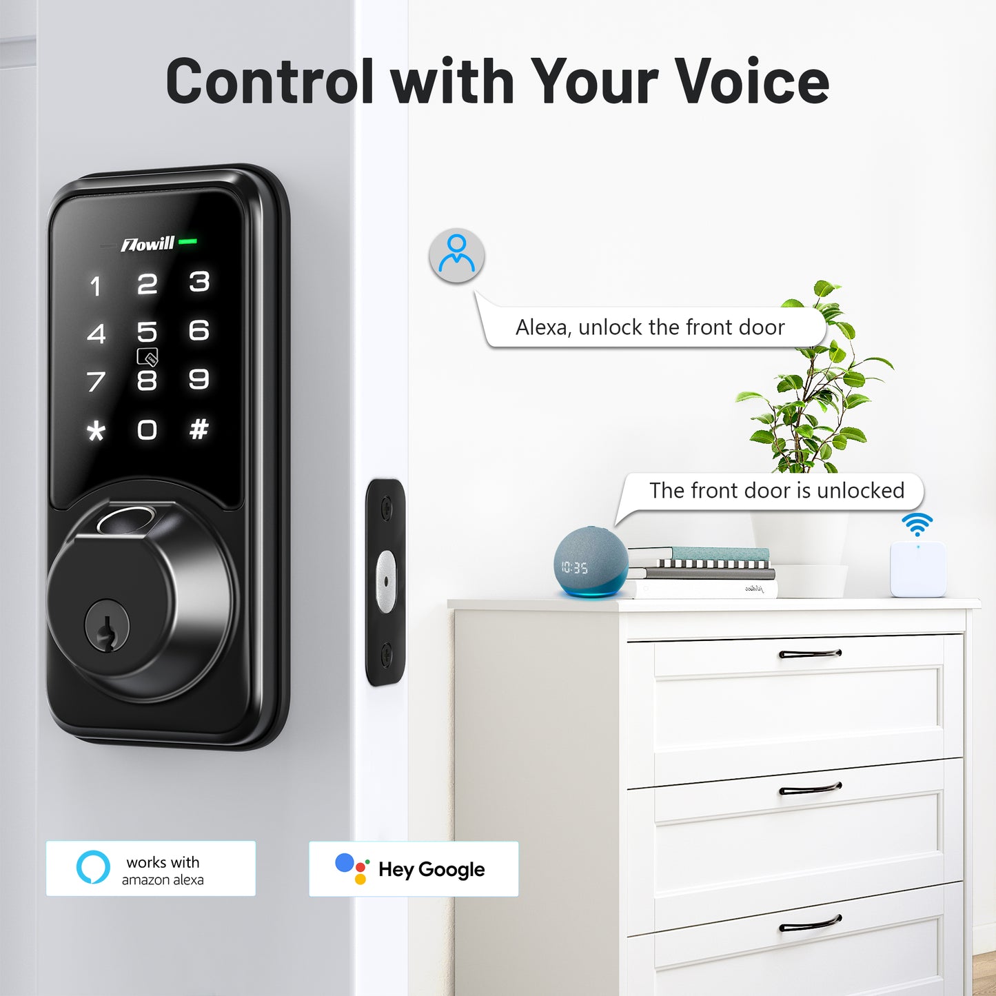 Zowill Fingerprint Door Lock with APP & Voice Control (Gateway Included)   DK07-G