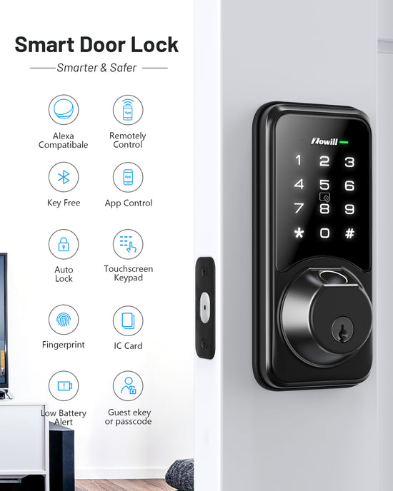 Zowill Fingerprint Door Lock with APP & Voice Control (Gateway Include ...