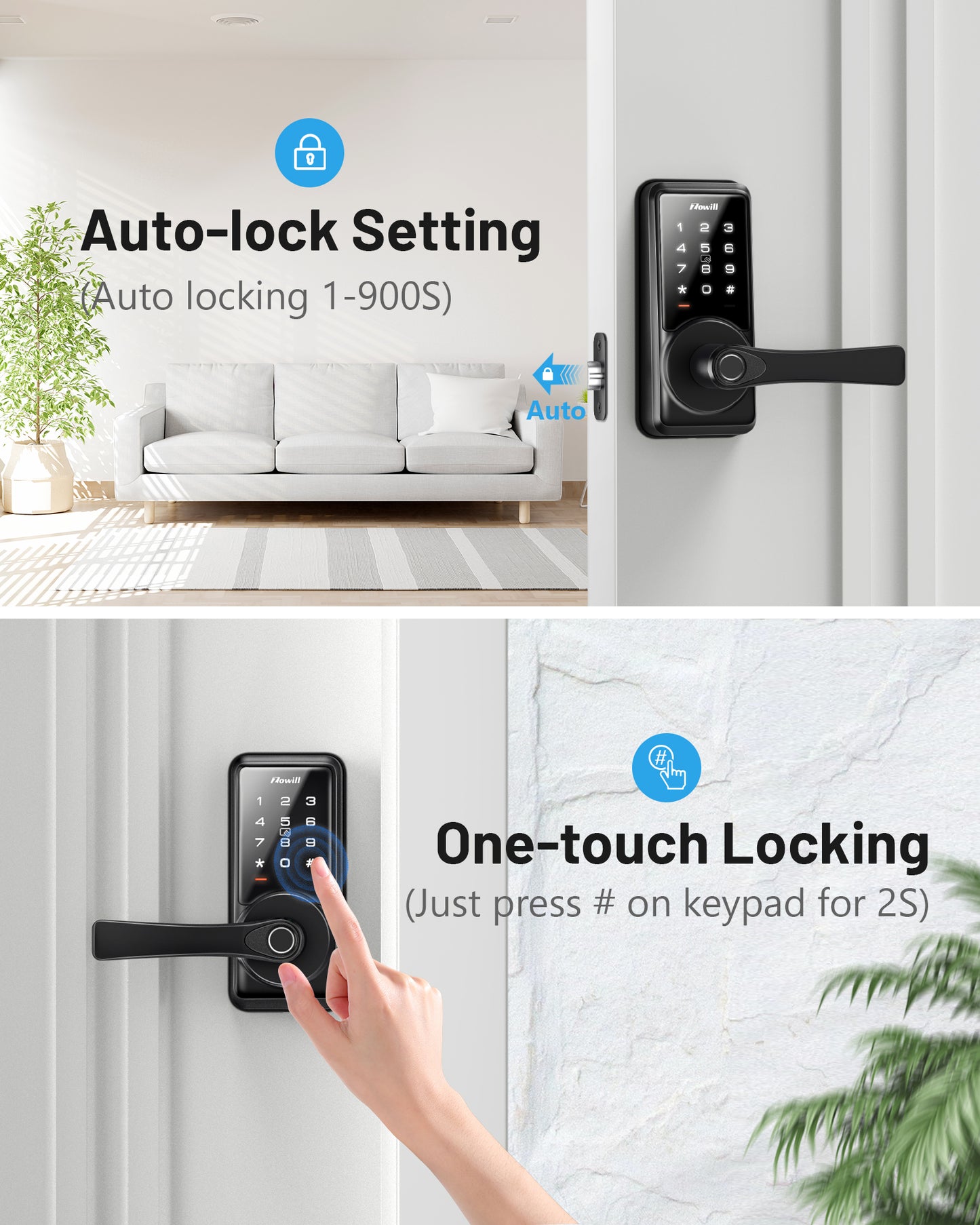 Smart Lock, Zowill 7-in-1 Fingerprint Door Lock, DK09