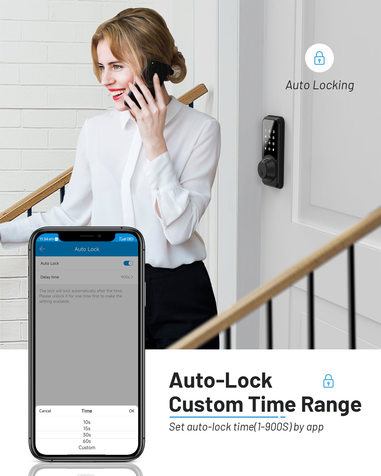 Zowill Fingerprint Door Lock with APP & Voice Control (Gateway Included)   DK07-G