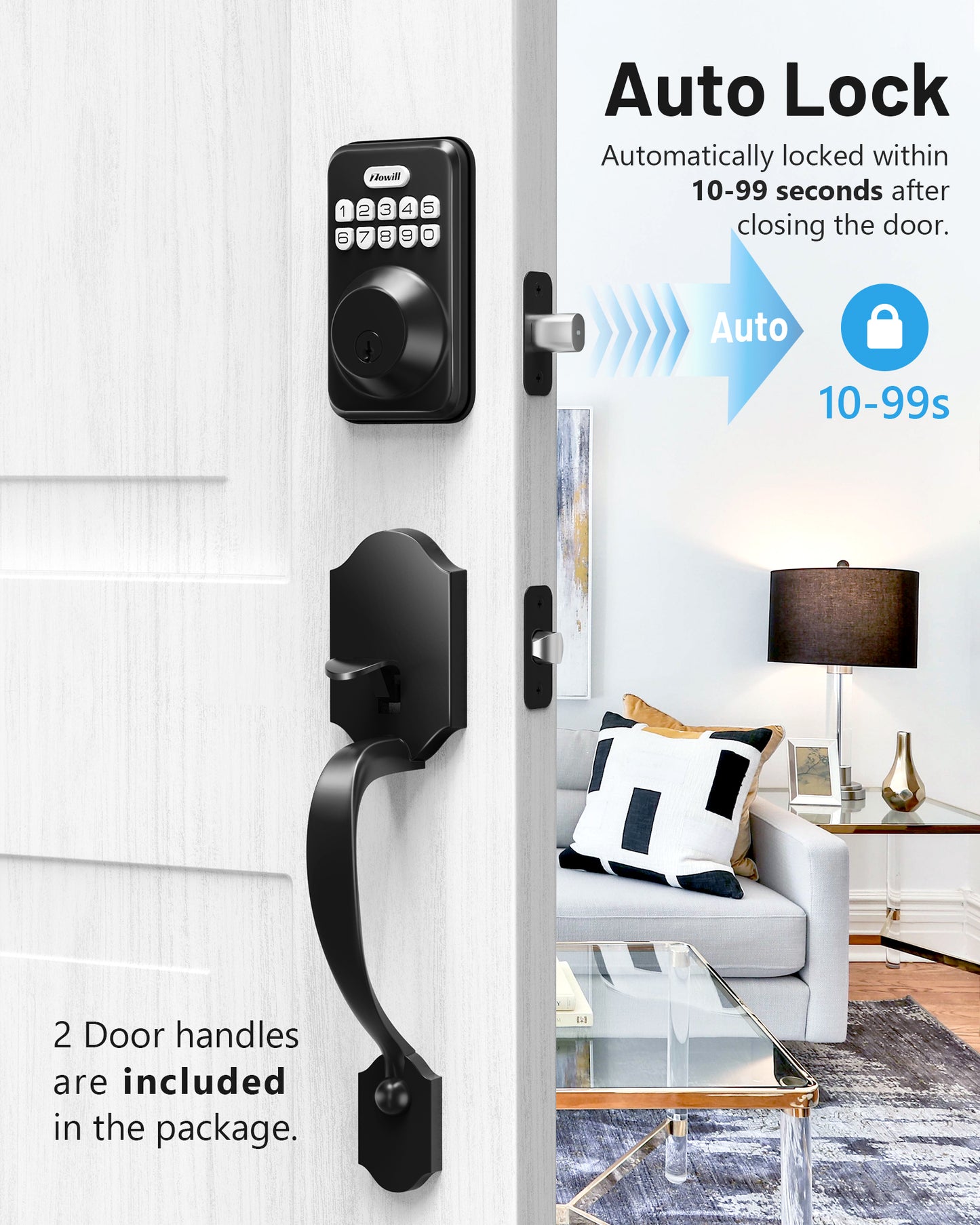 Zowill Keypad Digital Deadbolt with Handle Sets DK01-H