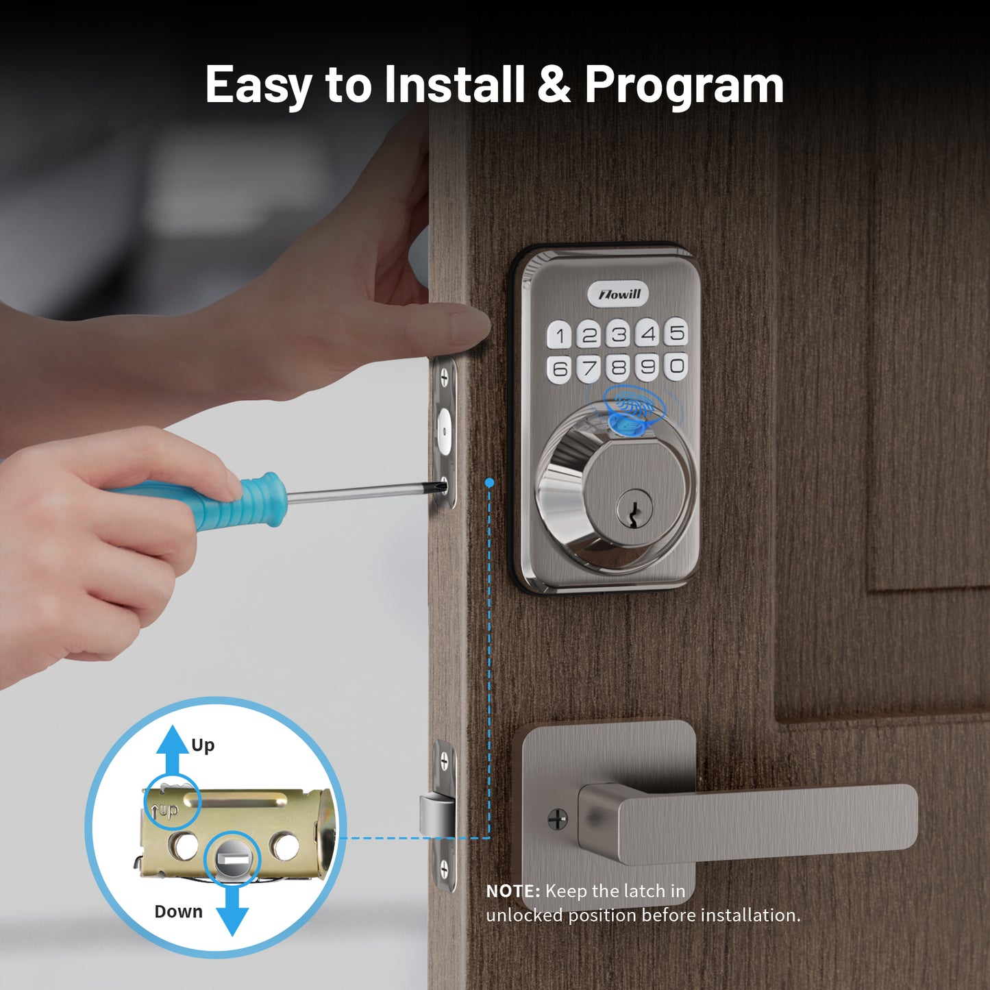 Zowill Fingerprint Keypad Digital Deadbolt with Handle Sets DK02A-L